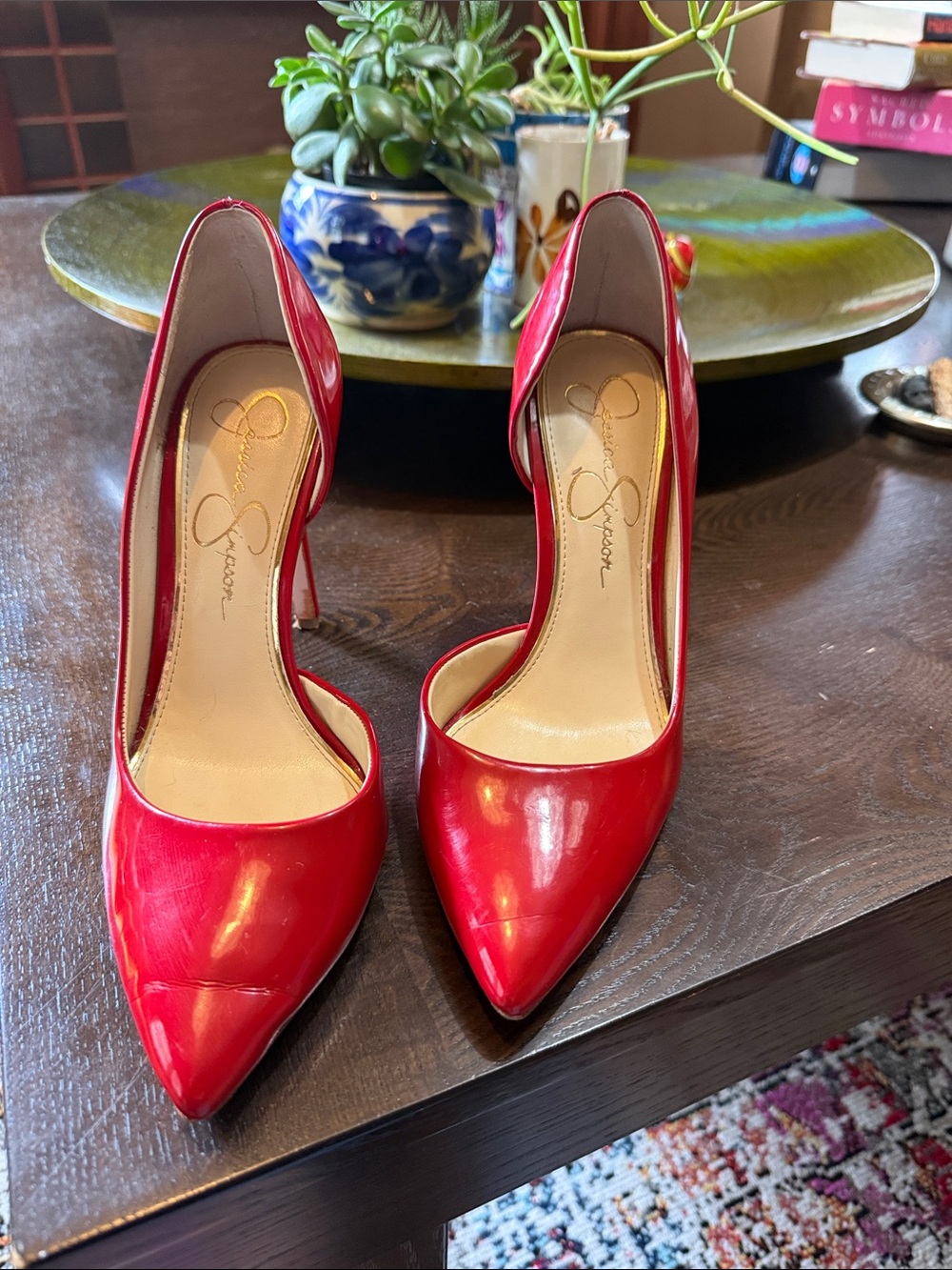Jessica Simpson Red Patent Pointed-Toe Stiletto Pumps